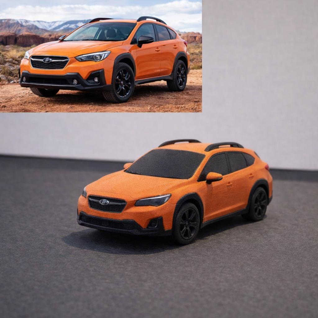 Orange miniature vehicle reference for a custom 3D car model